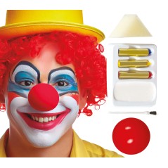 Kit maquillaje payaso nariz base blanca y barras -Tus Disfraces
