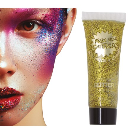 Maquillaje glitter dorado -Tus Disfraces Baratos