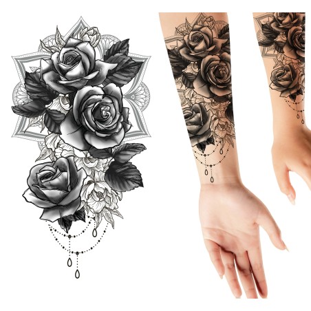Tatuajes para brazos rosas 14x30 cm calcomanias-Tus Disfraces