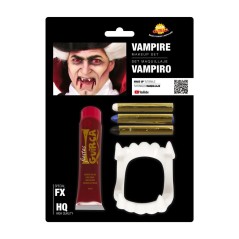 Kit maquillaje vampiro sangre dientes barras