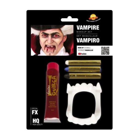 Kit maquillaje vampiro sangre dientes barras