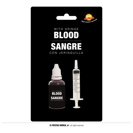 Sangre falsa artificial con jeringuilla halloween-Tus Disfraces
