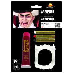 Kit maquillaje vampiro sangre dientes barras-Tus Disfraces