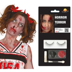 Kit maquillaje terror con pestañas para halloween -Tus Disfraces
