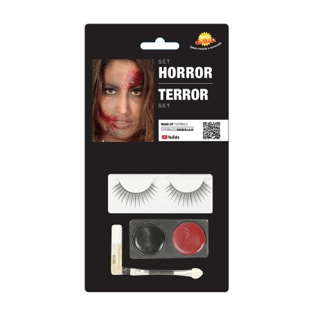 Kit maquillaje terror con pestañas para halloween