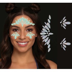 Joyas faciales brillan en la oscuridad con adhesivo-Tus disfraces baratos