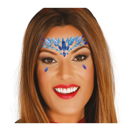 Joyas faciales azules con adhesivo-Tus disfraces baratos