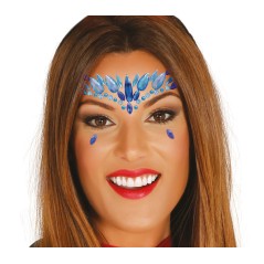 Joyas faciales azules con adhesivo