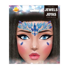 Joyas faciales azules con adhesivo-Tus disfraces baratos