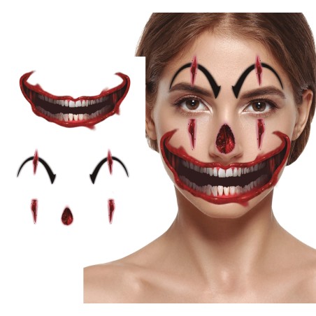 Tatuajes de cara payaso-Tus Disfraces