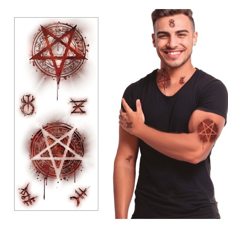 Tatuaje pentagrama satanico 30x13 cm -Tus disfraces baratos