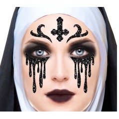 Maquillaje glitter face monja terror -Tus disfraces baratos
