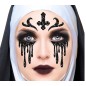 Maquillaje glitter face monja terror