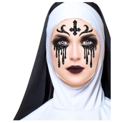 Maquillaje glitter face monja terror