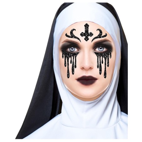 Maquillaje glitter face monja terror