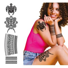 Tattoos flores negras pegatinas piel-Tus Disfraces