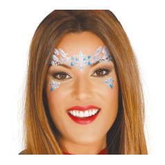 Joyas faciales azules y blancas con adhesivo