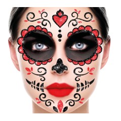 Adhesivo maquillaje glitter catrina 20 cm-Tus Disfraces