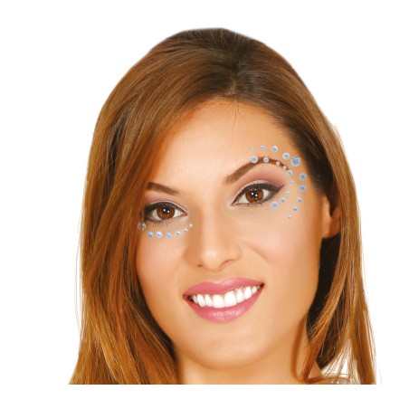 Joyas faciales redondas plata con adhesivo-Tus disfraces baratos
