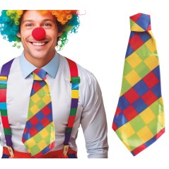 Corbata payaso multicolor cuadros 55 cm-Tus disfraces baratos