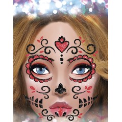 Adhesivo maquillaje glitter catrina 20 cm-Tus Disfraces