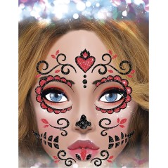 Adhesivo maquillaje glitter catrina 20 cm-Tus Disfraces