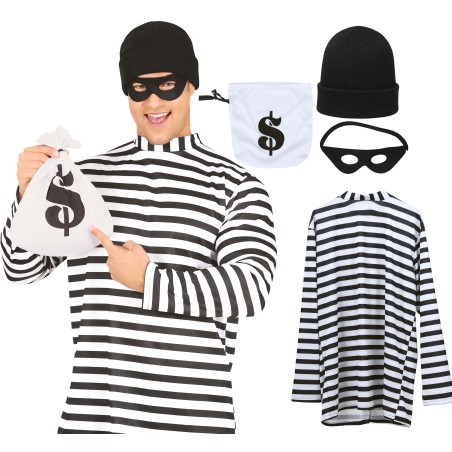 Conjunto ladron antifaz bolsa y camisa-Tus disfraces baratos