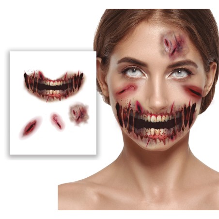 Tatuajes boca halloween abrasiones-Tus Disfraces