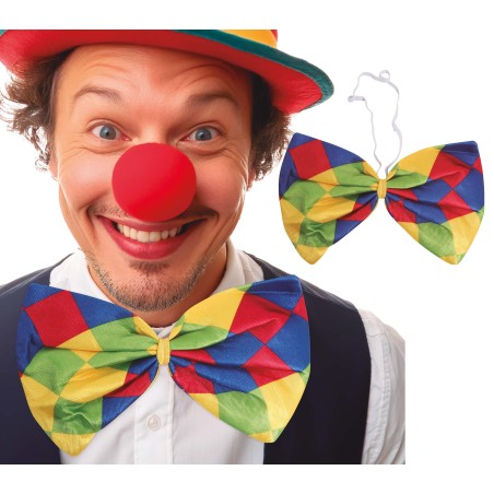 Pajarita payaso 30 cm a cuadros grande-Tus disfraces baratos