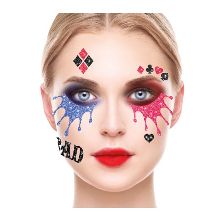 Maquillaje glitter face harley quinn-Tus Disfraces