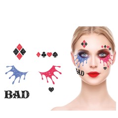 Maquillaje glitter face harley quinn-Tus Disfraces
