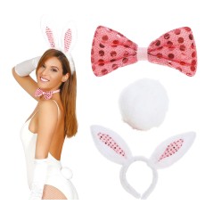 Conjunto conejita lentejuelas rosa-Tus disfraces baratos