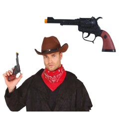 Pistola vaquero negra 20 cm cowboy barata-Tus disfraces baratos