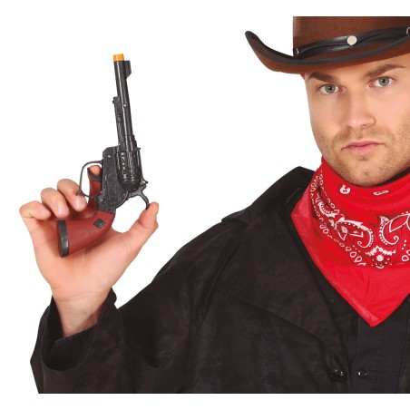 Pistola vaquero negra 20 cm cowboy barata