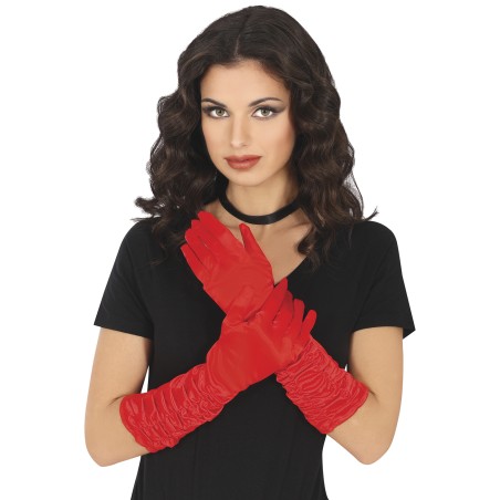 Guantes arrugados rojos 40 cm