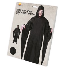 Tunica negra  con capucha-Tus Disfraces