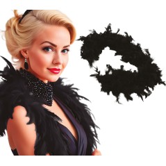Boa negra plumas 40 gr fina años 20 charleston- Tus Disfraces Baratos