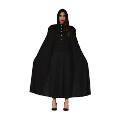 Capa con capucha negra terciopelo 135 cm