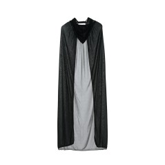 Capa con capucha negra terciopelo 135 cm-Tus Disfraces