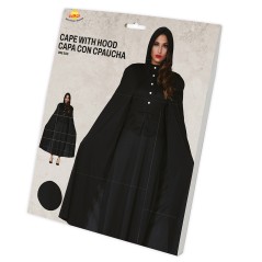 Capa con capucha negra terciopelo 135 cm-Tus Disfraces