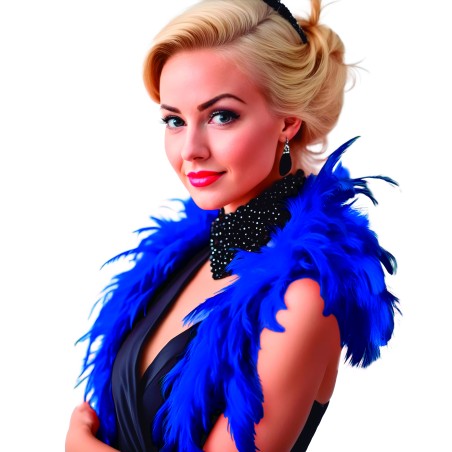 Boa azul plumas 40 gr años 20 charleston