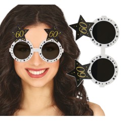 Gafas 60 cumpleaños blanca y negra-Tus Disfraces baratos