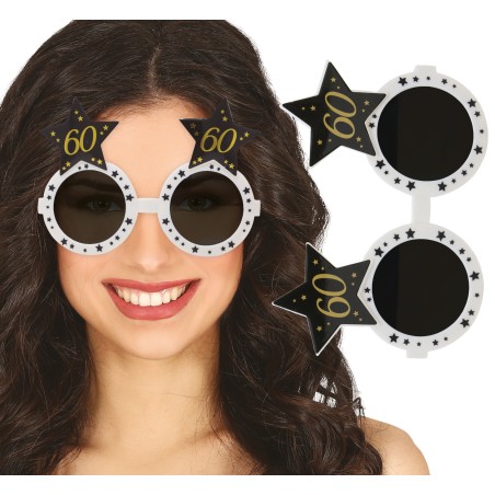 Gafas 60 cumpleaños blanca y negra-Tus Disfraces baratos