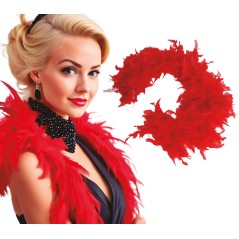 Boa roja plumas 40 gr fina años 20 charleston- Tus Disfraces Baratos