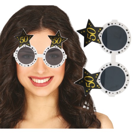 Gafas 50 cumpleaños blanca y negra-Tus Disfraces baratos