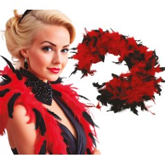 Boa roja y negra plumas 40 gr y 180 cm años 20 charleston- Tus Disfraces Baratos