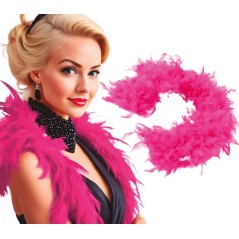 Boa fucsia plumas 40 gr fina años 20 charleston- Tus Disfraces Baratos