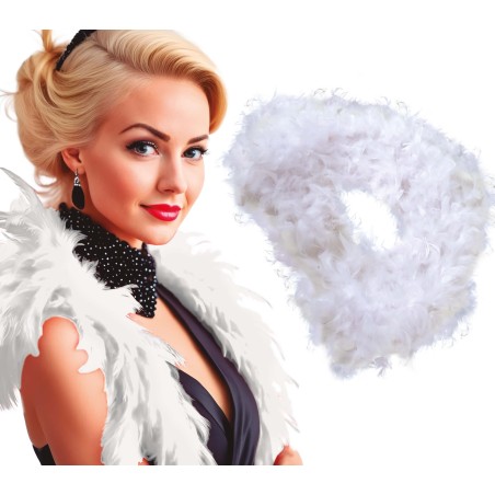 Boa blanca plumas 40 gr 180 cm años 20 charleston- Tus Disfraces Baratos