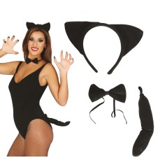 Conjunto gatita diadema pajarita cola-Tus disfraces baratos