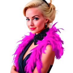 Boa fucsia plumas 40 gr fina años 20 charleston